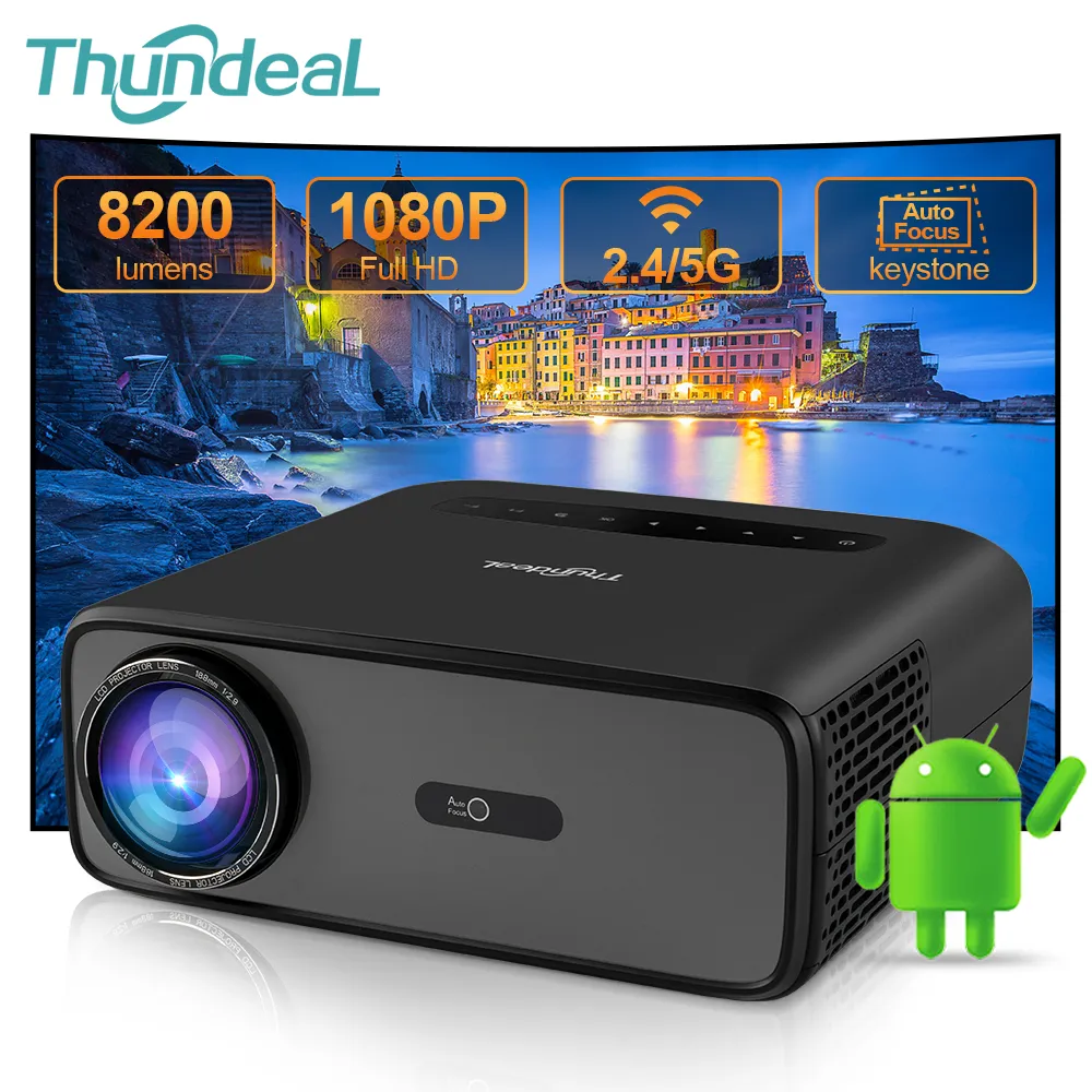 ThundeaL 풀 오토 HD 1080P 와이파이 6 안드로이드 TD97 프로, TD97Pro 프로젝터, 비디오 홈 무비 IOS 스마트폰 3D TV 프로젝터